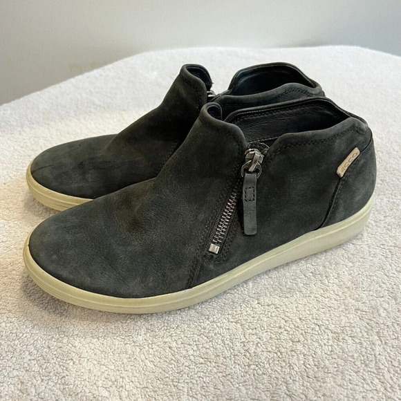 Ecco Soft 7 Womens Gray Suede Booties Leather Low Top 5, EU 36 Zip Casual Shoes - Picture 5 of 11
